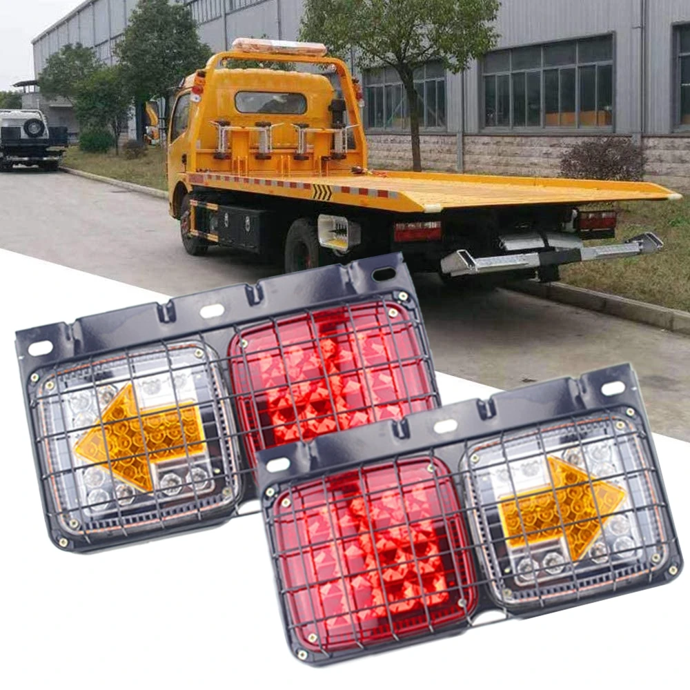 

2pcs 12V/24V 153 LED Truck Trailer Tail Lights Kit Colorful With Iron Net for Truck Boat Trailer UTV RV Camper Car Arrow Style