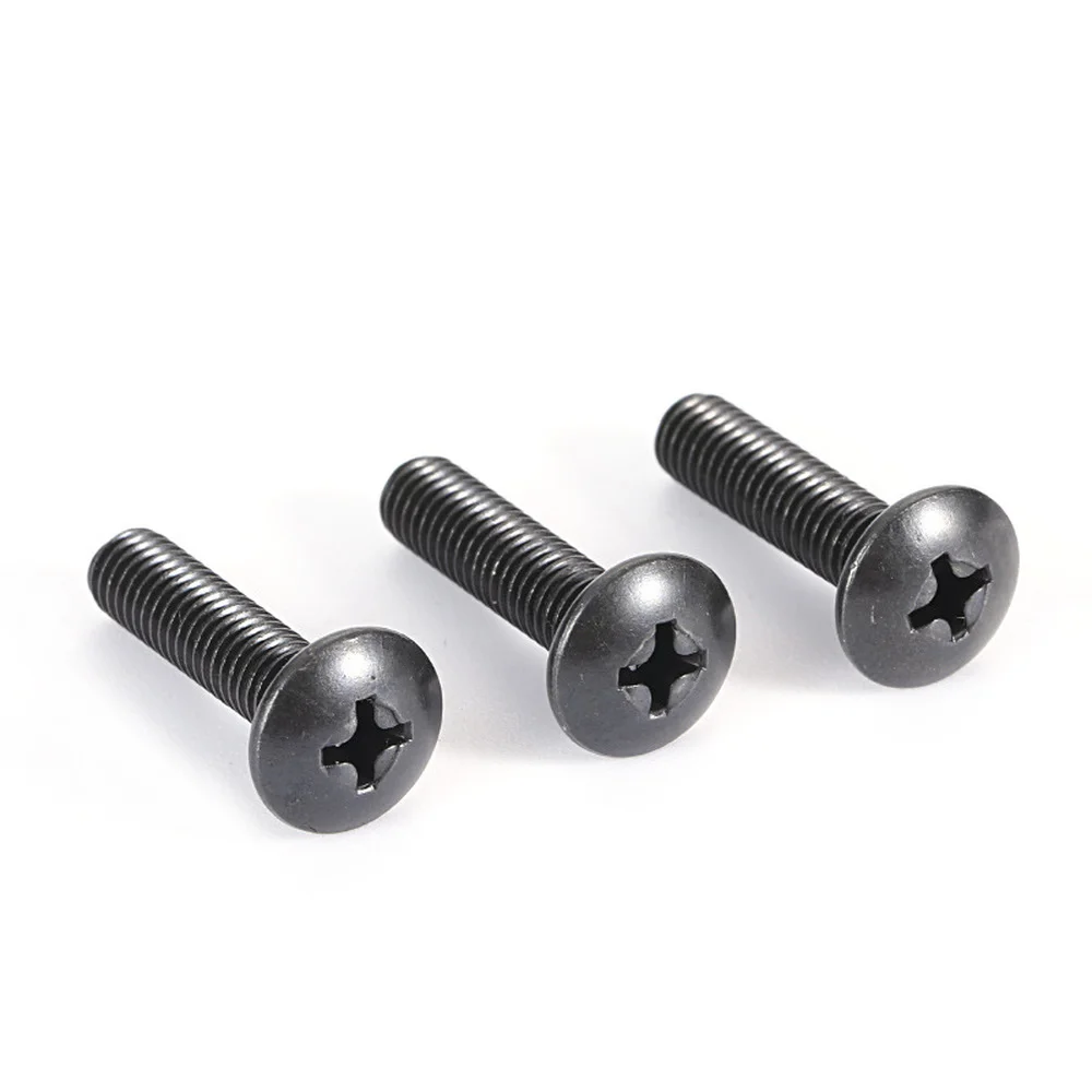 10Pcs/lot M2 M2.5 M3 M3.5 M4 M5 M6 TM Screws Phillips Truss Mushroom Head Screw Black Plated Electronic Carbon Steel Screws