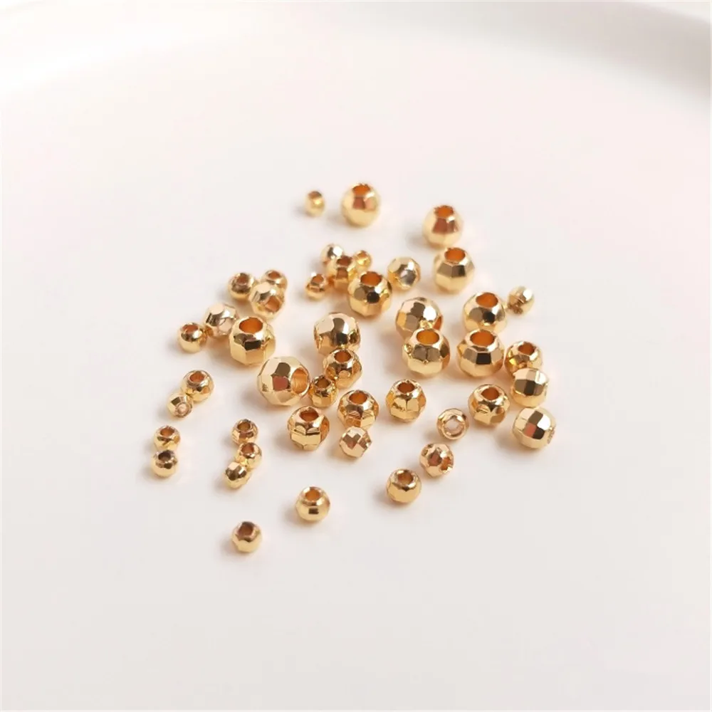 14K Gold Plating Accessories slice laser bead angular cut loose bead handmade DIY jewelry string ornaments bracelet gold bead