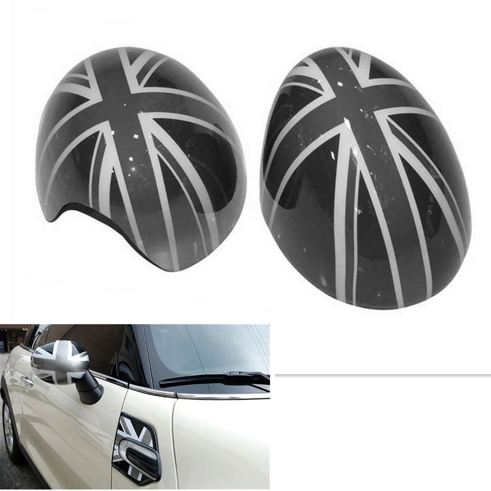 

Mirror Cover For MINI Cooper F54 F55 F56 F57 F60 2014-2019 Union Jack Style Gray Exterior Side Rear View Caps Without Light Hole