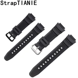 Rubber Strap Suitable for Casio AE-1000w SGW-400H / SGW-300H Black Silicone Watchband Pin Buckle Strap Watch Wrist Bracelet