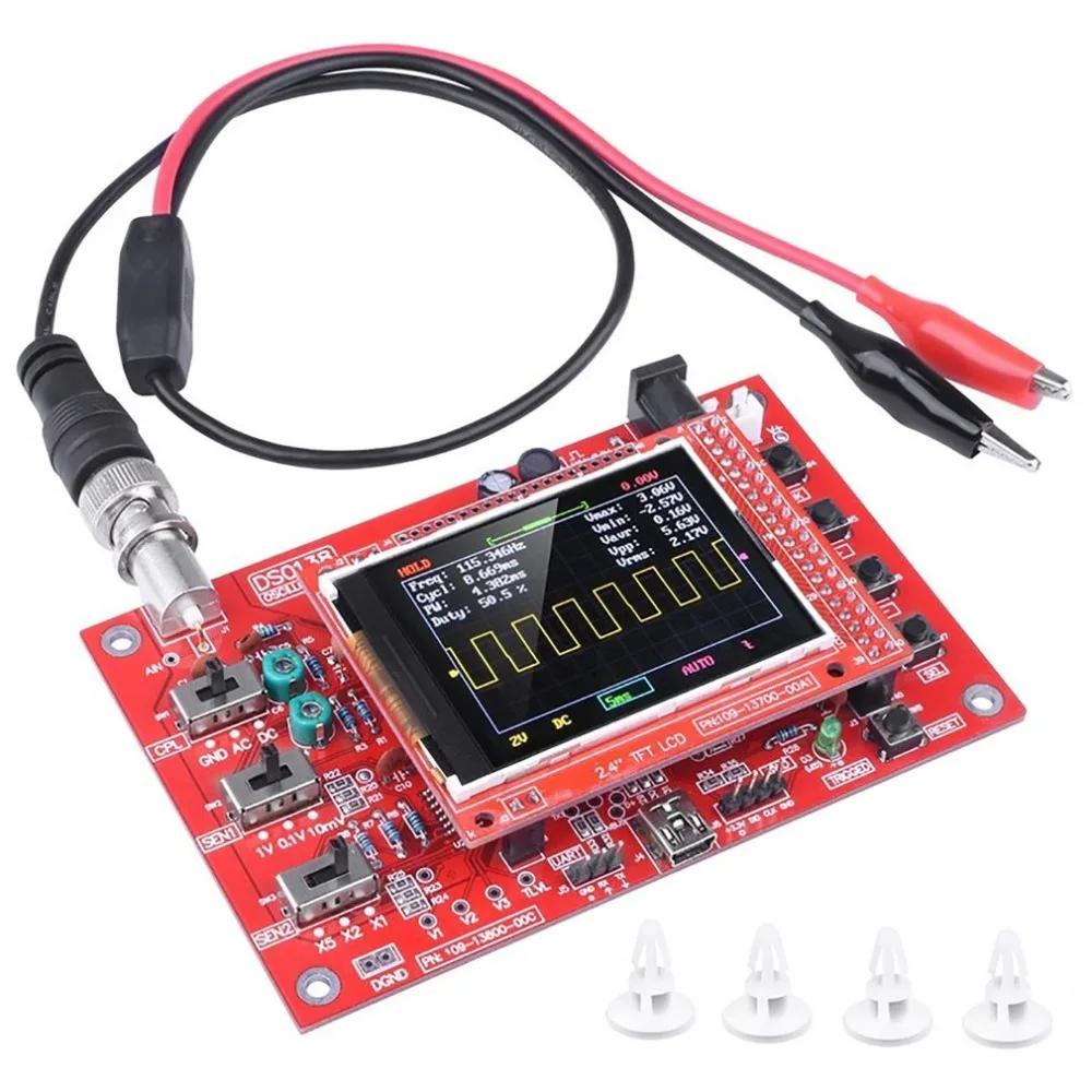 Kit de osciloscopio Digital de bolsillo DSO138, 2,4 "TFT, SMD soldado + acrílico, carcasa de bricolaje para DSO138