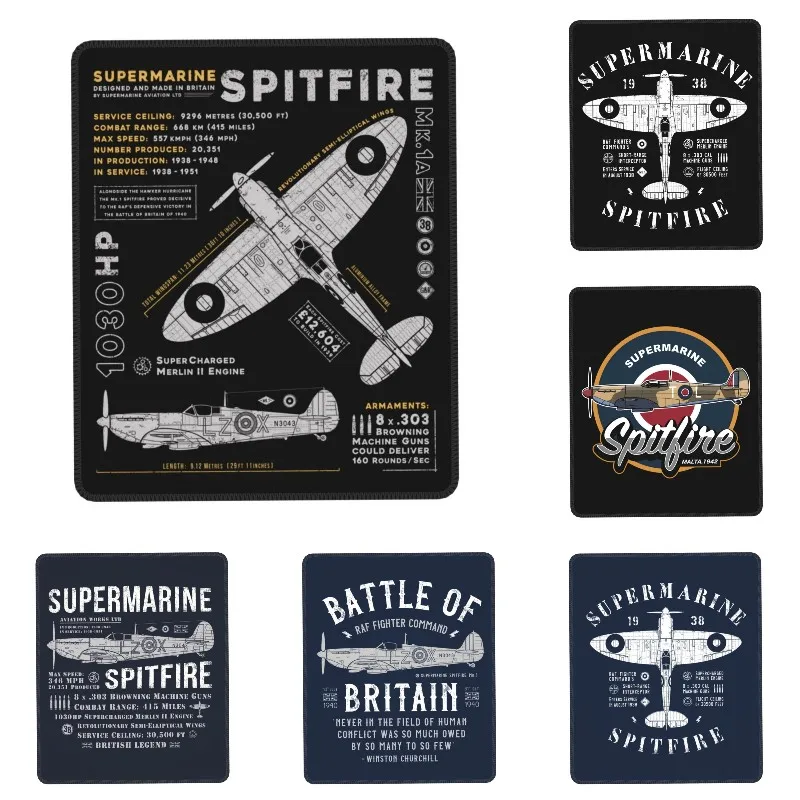 Supermarine Spitfire Gaming Mouse Pad Anti-Slip Rubber Mousepad Fighter Pilot Aircraft Airplane Office Decor Computer Table Mat