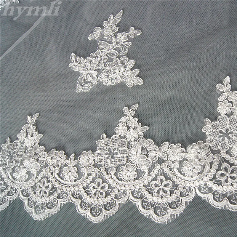 Popular New Style White, Ivory ,Off-white 2 Layer 3 Meters  Lace Wedding Veil Cathedral Length Bridal Veil