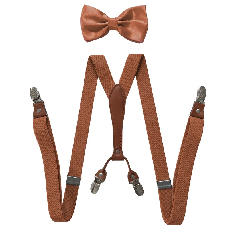 Man 'S Suspenders กับ Bow Tie 3วงเล็บคลิปชุดชาย Vintage Casual Suspensorio กางเกงสายคล้องของขวัญเด็ก Suspenders