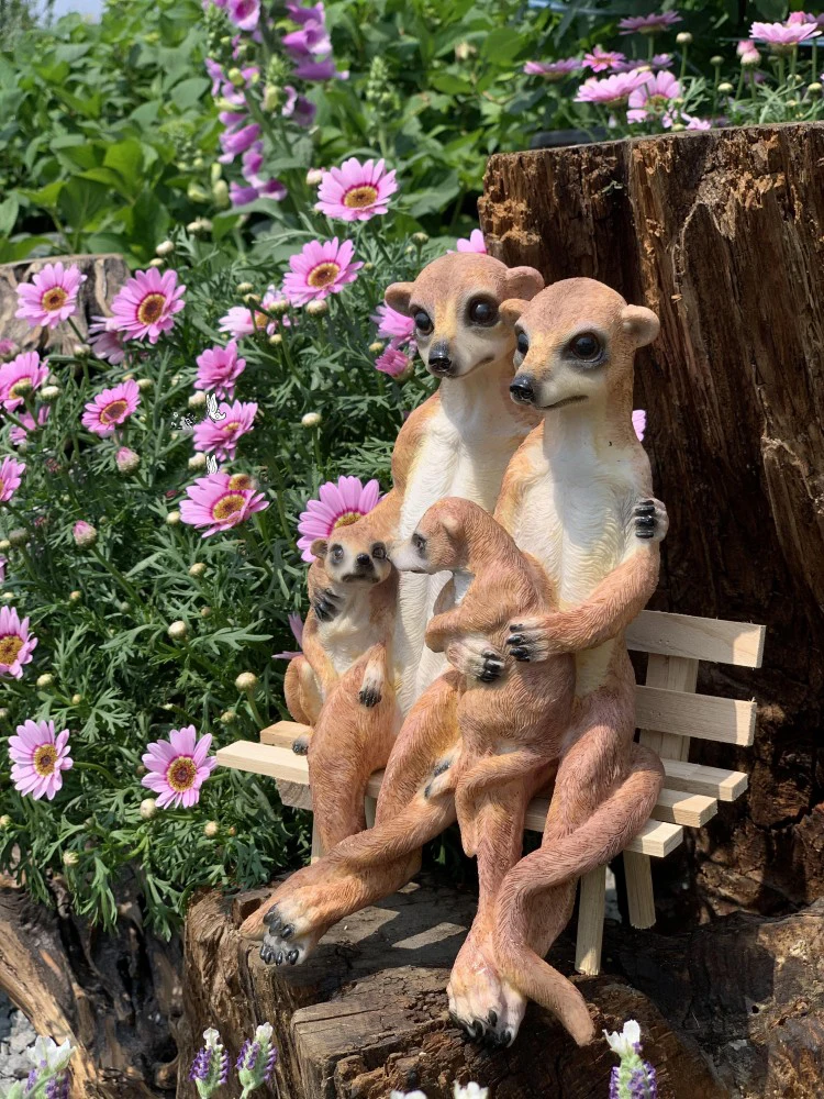 

Outdoor Courtyard Resin Meerkat Ornaments Art Park Pastoral Sculpture Decoration Garden Villa Simulation Animal Figurines Crafts