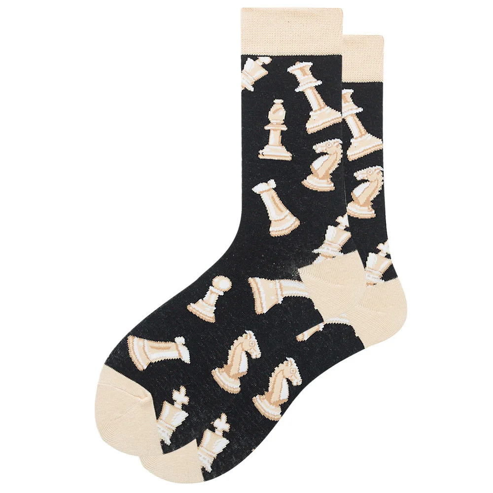 New Winter Colorful Men\'s Socks Cotton Funny Wine Glass Stamp Math Medicine Pattern Calcetines Fashion Novelty Men Socks