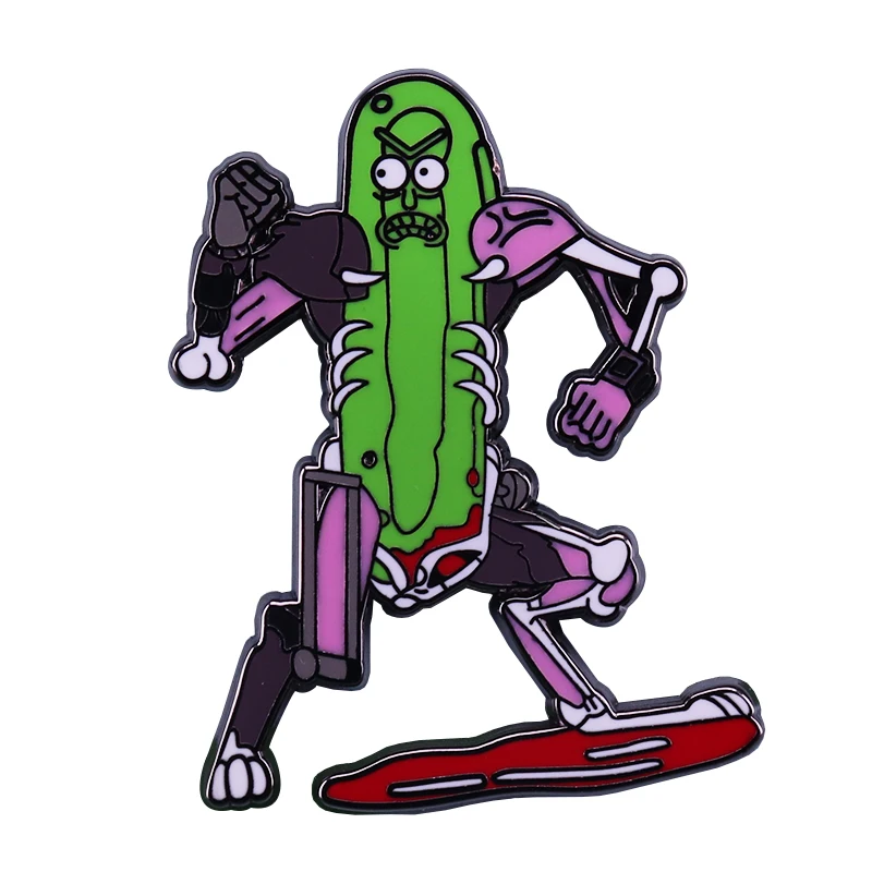 Cyborg Pickle Rick lapel pin fun and unique cartoon lovers gift