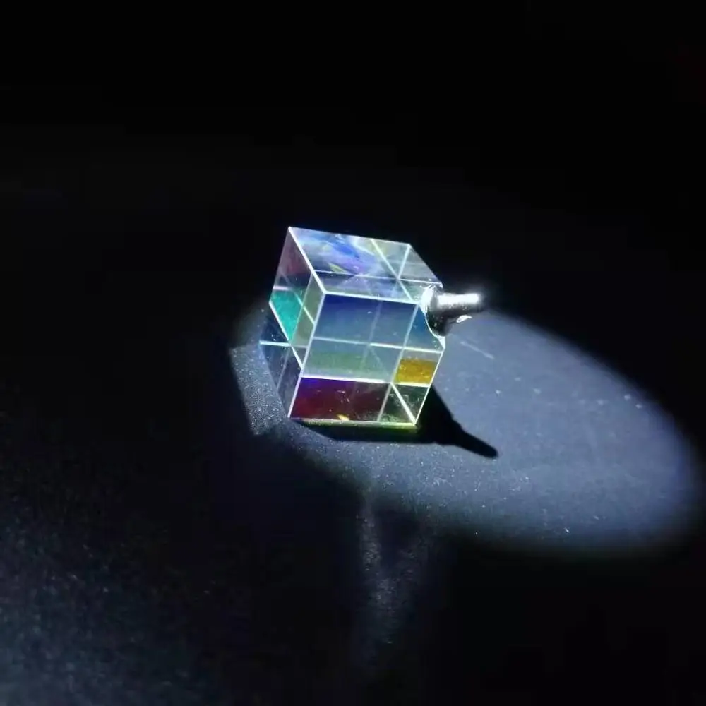 Color Prism Pendant Small Necklace Six-sided Light Cube Color Prism Custom Lens