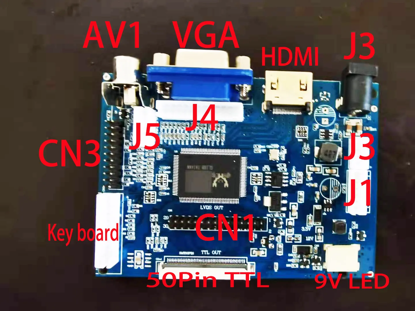 

HDMI Compatible Driver Board TTL VGA LVDS AV Universal 50pin TTL 800*480 Resolution Ratio PCB800099 VGA AV 12V Power