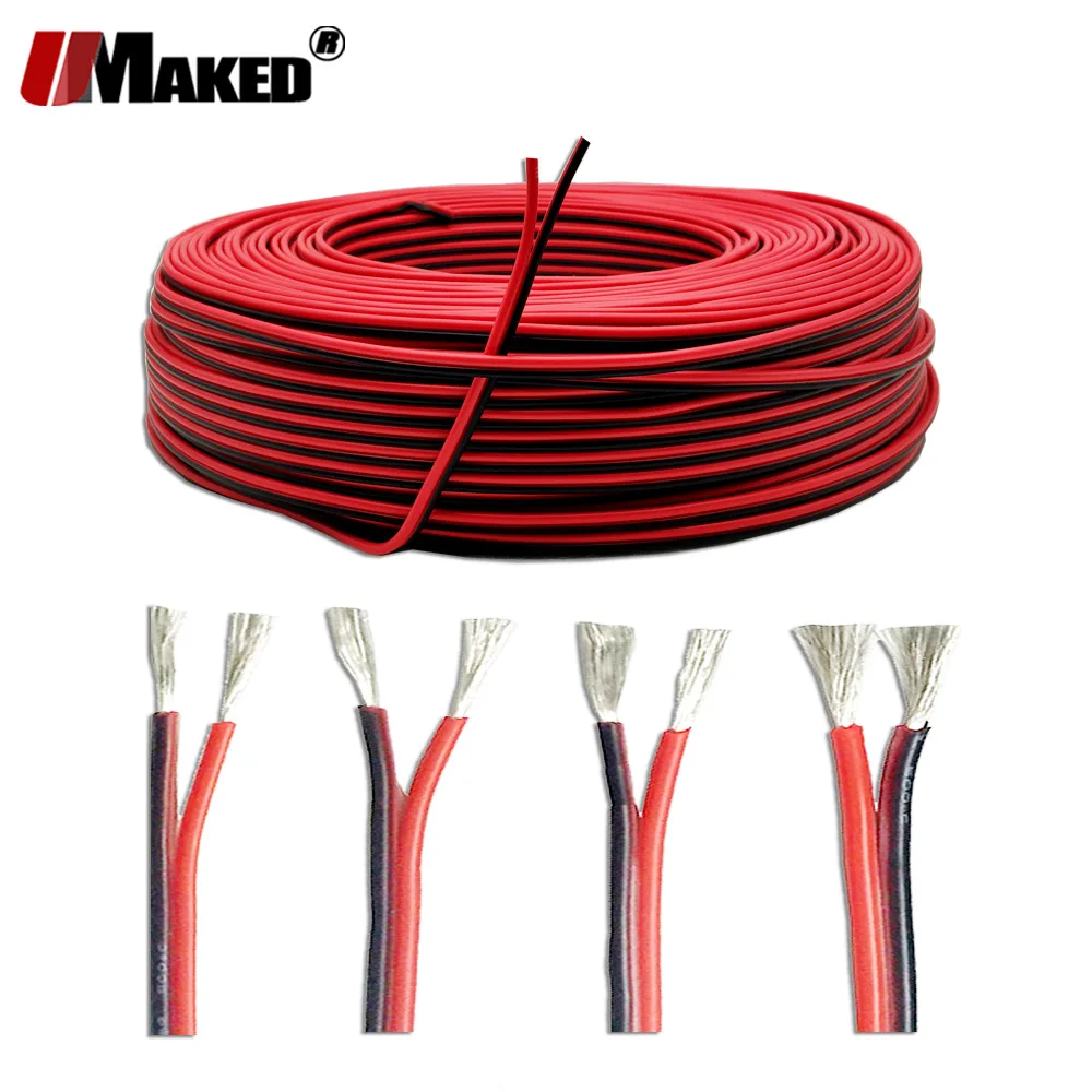 590m LED Cable 18AWG 20AWG 22AWG 24AWG 26AWG UL2468 2pin Tinned copper wire PVC insulated LED strip 5730 Power extend  wire DHL