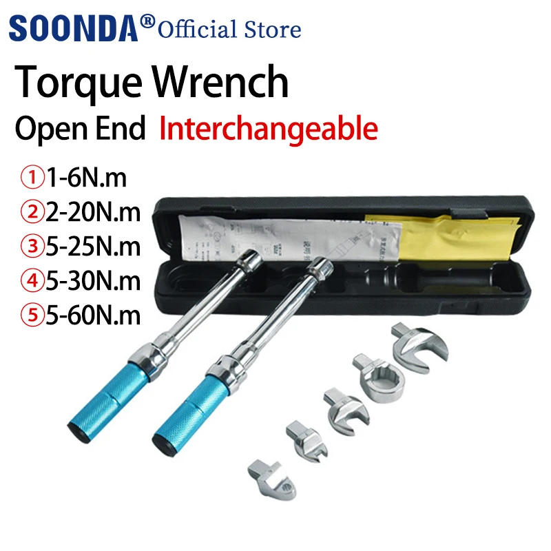 Preset Open End Interchangeable Torque Wrench Open End Spanner Torque Wrench 6N.m 20N.m 25N.m 30N.m 60N.m