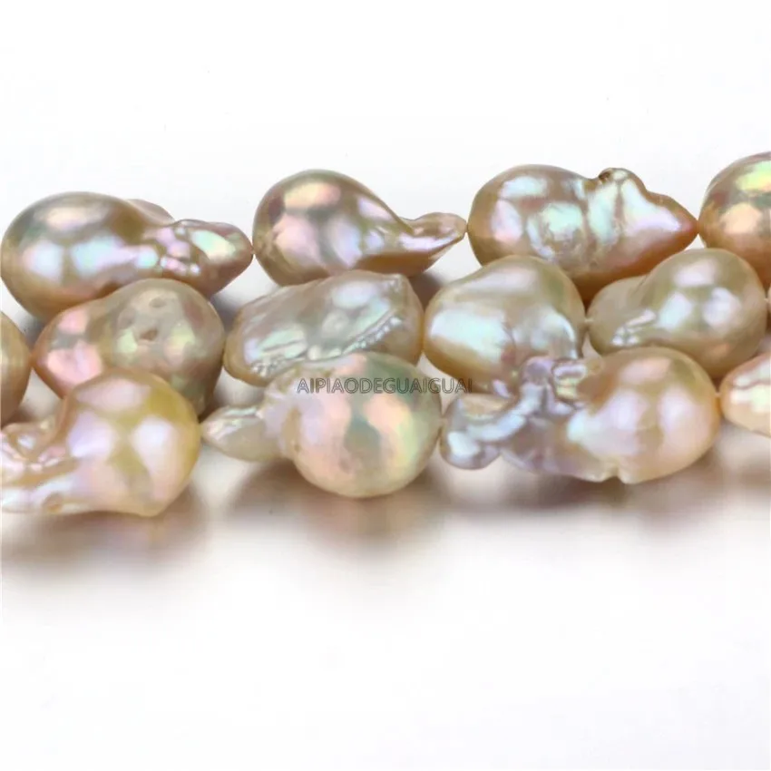 

APDGG Genuine Natural 15-18*20-26mm AA pink baroque pearl strands loose beads women lady jewelry DIY