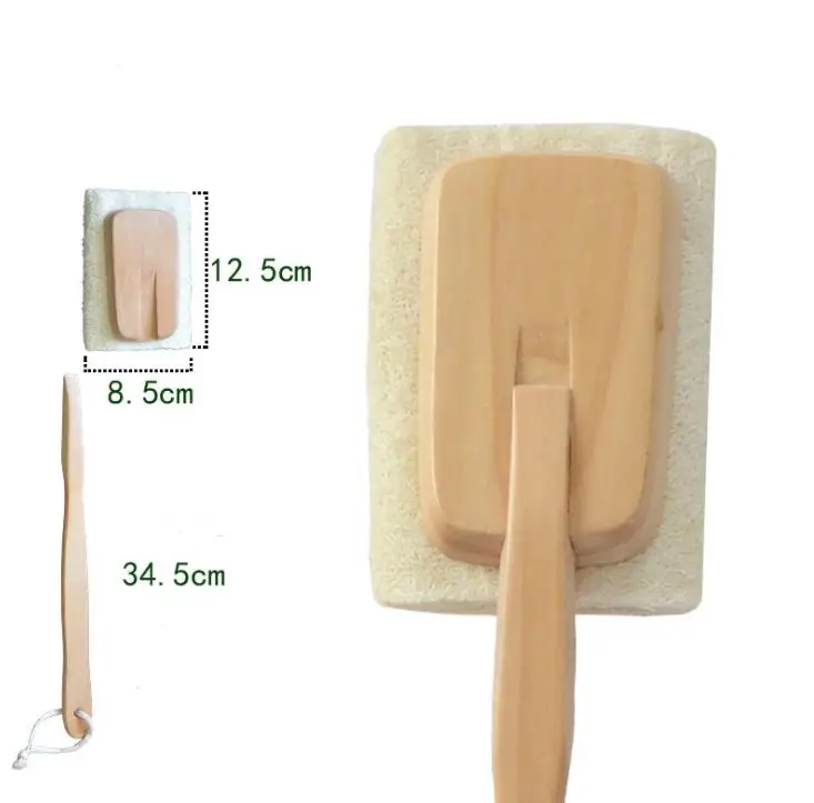 Loofah scrub back brushes massage exfoliator detachable creative long handle solid wood bath body cleanser brush SN1405