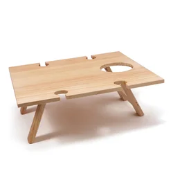 Table de pique-nique en bois pliable et Portable, petite Table de Snack avec 4 porte-verres à vin rectangulaire pour l'extérieur