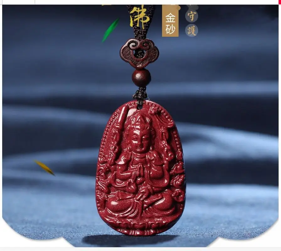 Magical Zinnober Pendant Amulet Buddhism Churinga Avalokitesvara Ornaments Bless Mouse Years People