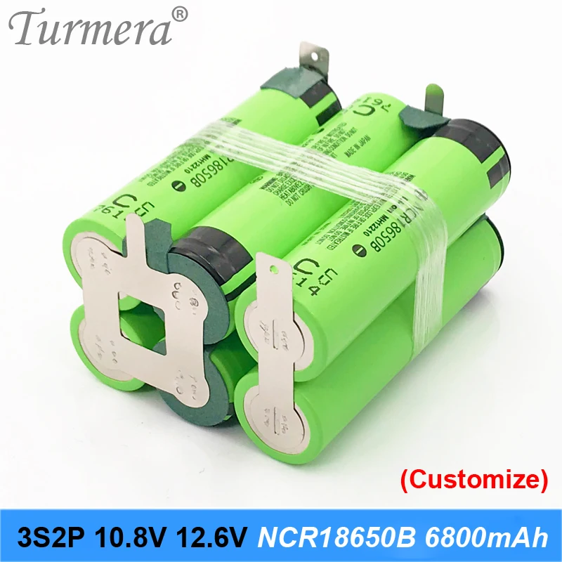 Turmera 3S 12.6V 4S 16.8V 5S 21V 18650 3400mAh Battery NCR18650B Battery 3400mAh 6800mAh for Screwdriver Battery (Customize) J07