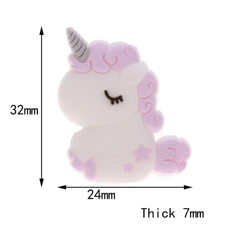 Fkisbox-Cuentas de silicona de 5 piezas para Mordedor de bebé, Mordedor de unicornio, roedor de dibujos animados, sin BPA, collar de dentición,