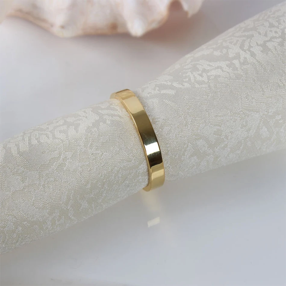 6PCS Contracted Smooth Napkin Buckle,Zinc Alloy Die-Casting Round Gold Napkin Ring,for Dinner Parties Dining Table Decoration