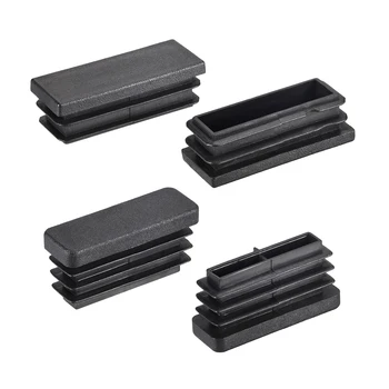 Uxcell 10/20 個チューブエンドキャップ 38x13-80x20mm長方形のppスチール家具パイプチューブカバー挿入黒簡単なインストール