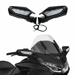 Motorcycle Rear view Side Mirrors LED Turn Signal Light Lens For Honda Goldwing GL1800 2018-2023