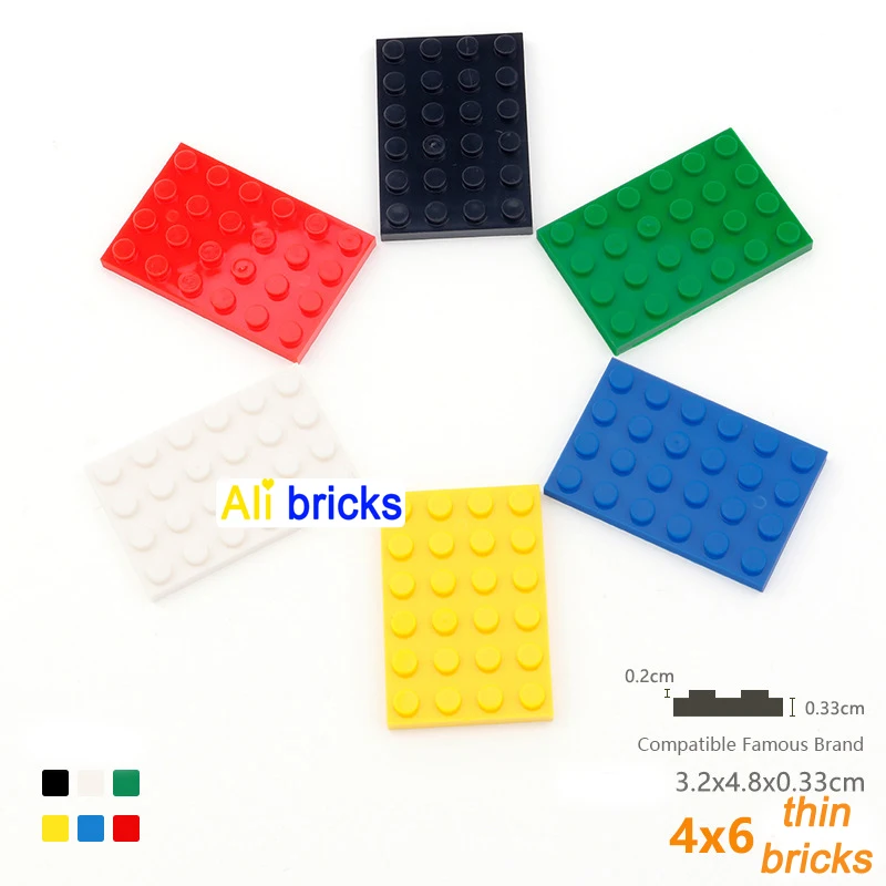 5pcs/lot DIY Blocks Building Bricks Thin 4X6 Educational Assemblage Construction Toys for Children Size Compatible With Brand