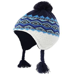 Connectyle Toddler Infant Baby Boys Winter Skull Cap Fleece Lined Earflap Knit Kids Warm Hats with Pom-Pom