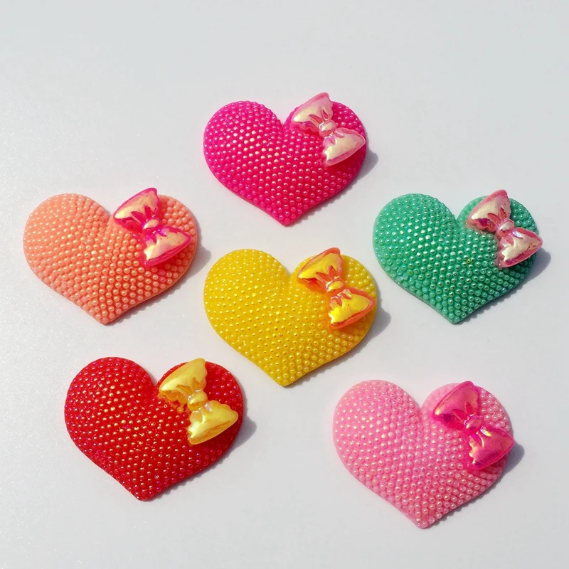 

6pcs Resin Heart Cabochon Decoration Crafts Beads Flatback Cabochon Scrapbooking Embellishments Diy Accessories 35*28mm