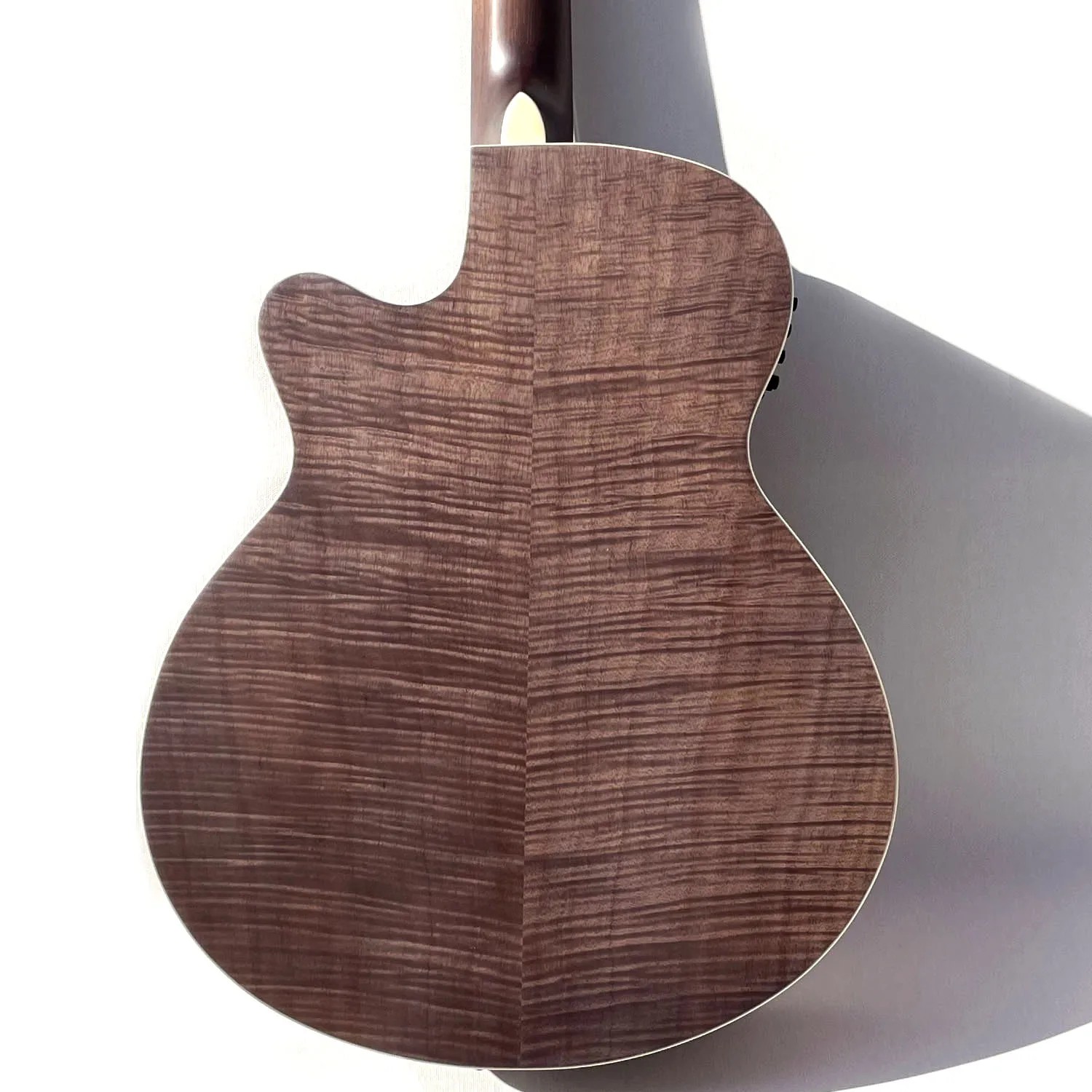 Custom Acoustic Electric Bass Cutaway Style with F Holes with Fretless with EQ IN Vintage Color