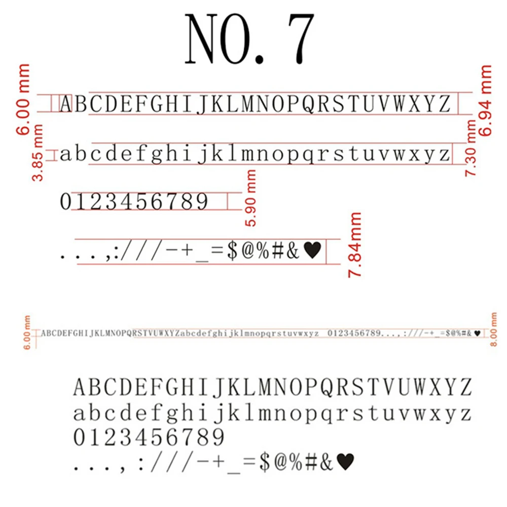 NO.6/7 font Standard Brass flexible letters,RCIDOS CNC engraving mold,Character mold,hot foil stamping alphabet