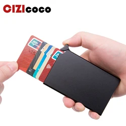 RFID Anti-theft Smart Wallet Thin ID Card Holder Unisex Automatically Solid Metal Bank Credit Card Holder Business Mini