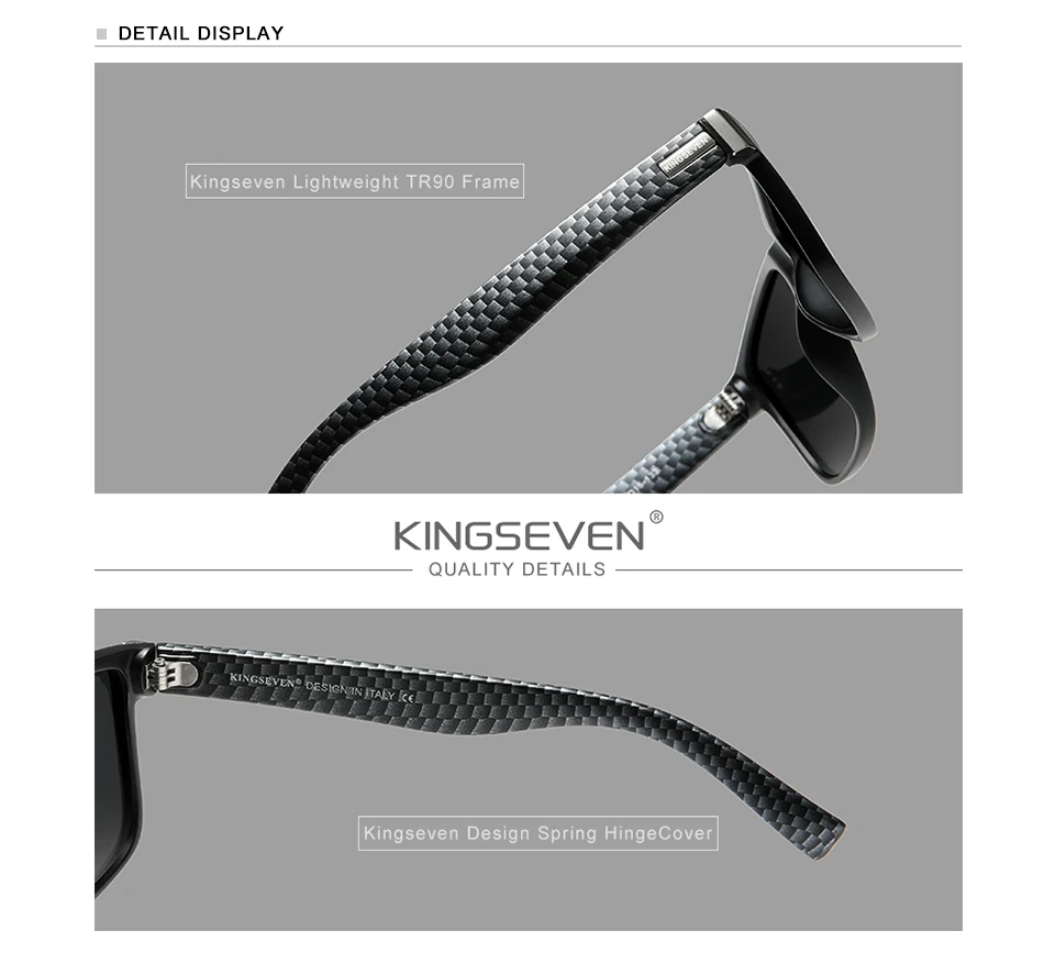KINGSEVEN Marken-Polarisierte Sonnenbrille für Männer und Frauen, Quadratische Fahrerbrille, Outdoor-Sportbrille mit UV400-Schutz – Detail 1