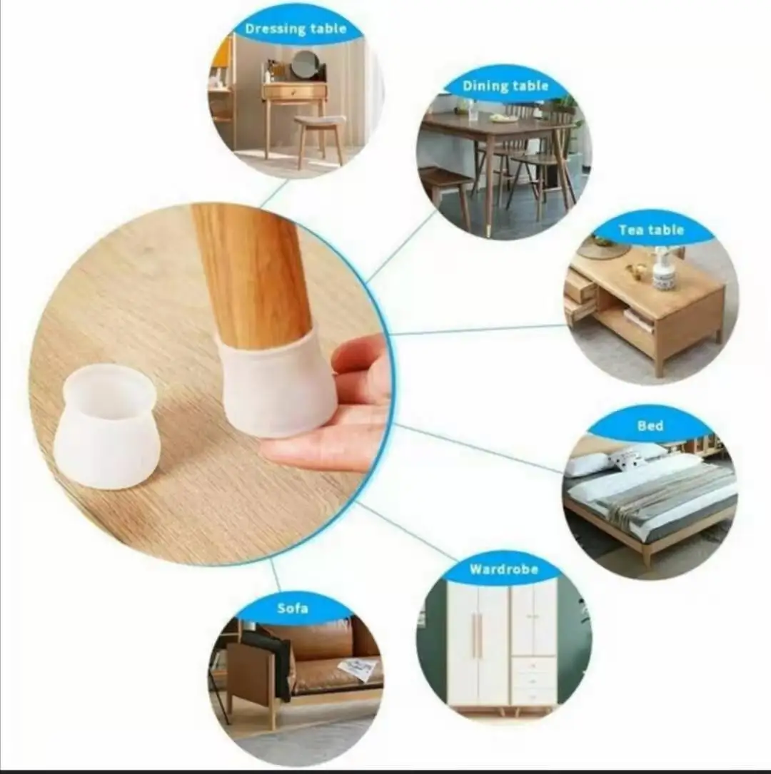 20pcs/Set Silicon Furniture Leg Protection Cover Table Feet Pad Floor Protector For Chair Floor Protection Anti-slip Table Leg