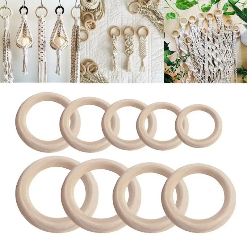 15-100MM Natural Wood Circle DIY Crafts For Jewelry Making Baby Teething Wooden Ring Kids Toy Ornaments Jewel MakingAccessories