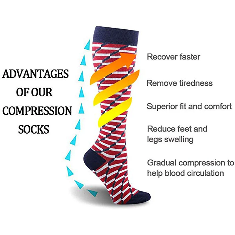 Unisex Compression Socks Fun Sports Warm Long Boots Stockings Women Men Breathable Knee Socks Fit For Edema Varicose Veins