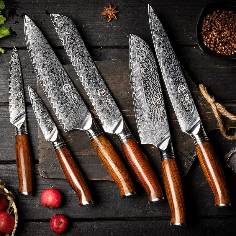 Imagem -02 - Yarenh-conjunto de Facas de Cozinha de Aço Damasco 73 Camadas Chef Profissional Paring de Pão Santoku Sashimi Utilitário Cozinhar Ferramentas 36 Pcs