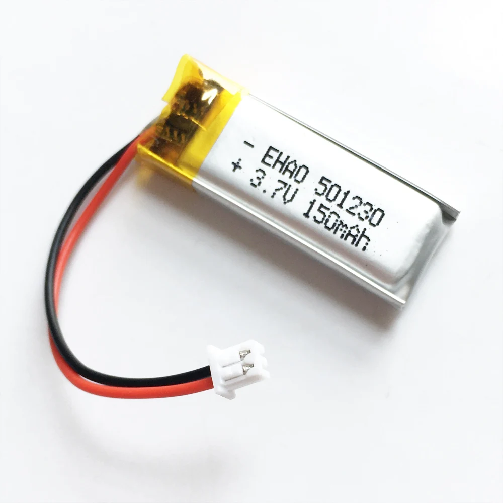 3.7V 150mAh Lithium Polymer LiPo Rechargeable Battery 501230 + JST 1.25mm 2Pin Connector For Mp3 GPS PSP Bluetooth Headphone