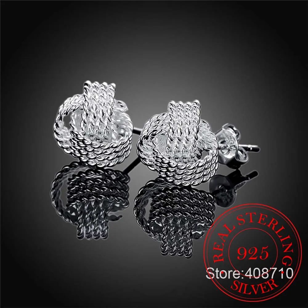 New Fashion Jewelry 925 Sterling Silver Tennis Net Web Stud Earings For Women Girls 2020 Summer Style Ball Earring Ear Studs