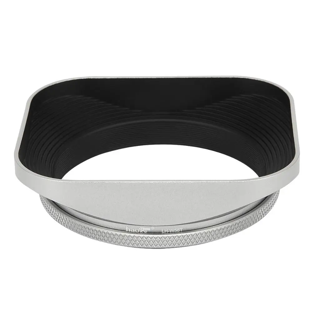 Haoge hg-58 millimetri in Metallo Quadrato Screw-in Lens Hood e Tappo di Metallo sono appositamente progettato per tutti i 58 millimetri obiettivo o filtro filo D'argento