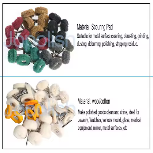 1" Wool Felt Grinding Sanding Head Abrasive Buffing Wheel 2.35/3mm Shank Cotton Thread Polishing Mini Brush for Dremel Dril - Image 2