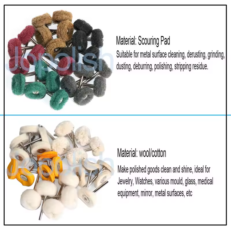 1" Wool Felt Grinding Sanding Head Abrasive Buffing Wheel 2.35/3mm Shank Cotton Thread Polishing Mini Brush for Dremel Dril - Image 2