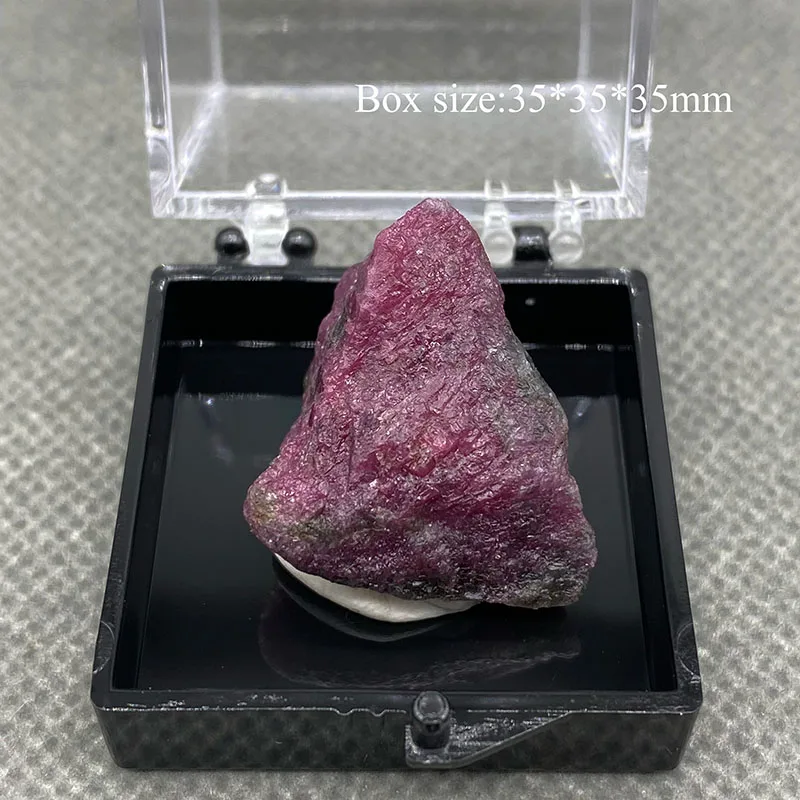 Best! 100% natural Myanmar Fluorescent Ruby rough mineral stones and crystals healing crystals quartz gemstones +Box 35mm