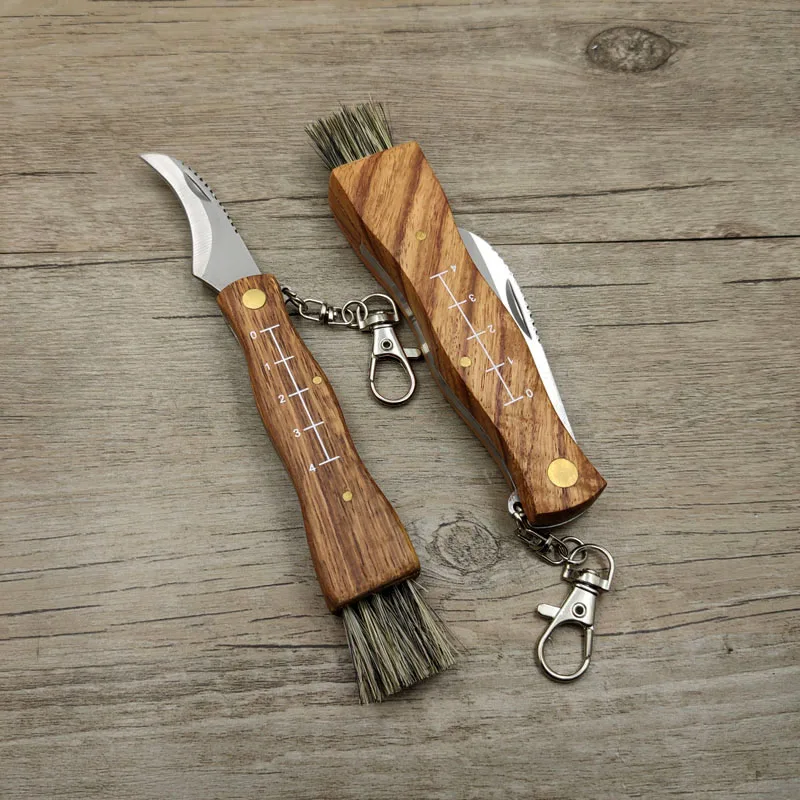 Dropship Mini Portable Multi-Function Rosewood Handle Collecting Folding  Mushroom Knife Camping With Brush Tool