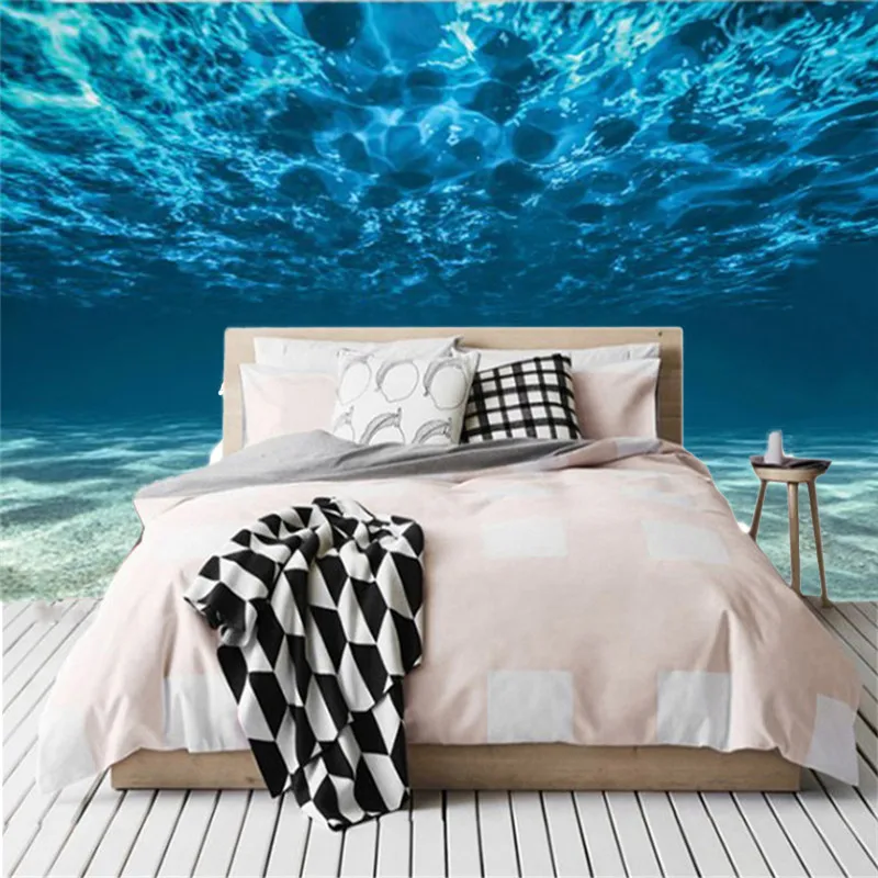 3d Wallpaper Graceful Blue Underwater World Living Room Bedroom Background Wall Decoration Mural Wall Covering