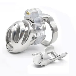 Stainless Steel Small Chastity Device Cock Cage Detachable PA Lock And Nail Penis Ring Bondage Slave BDSM Sex Toy for Men