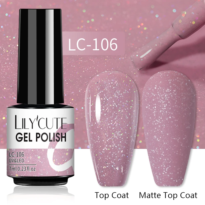 LILYCUTE 7ML smalto Gel per unghie Glitter oro rosa Gel per unghie Semi permanente Nail Art per Manicure Soak Off Gel UV Base Top vernice