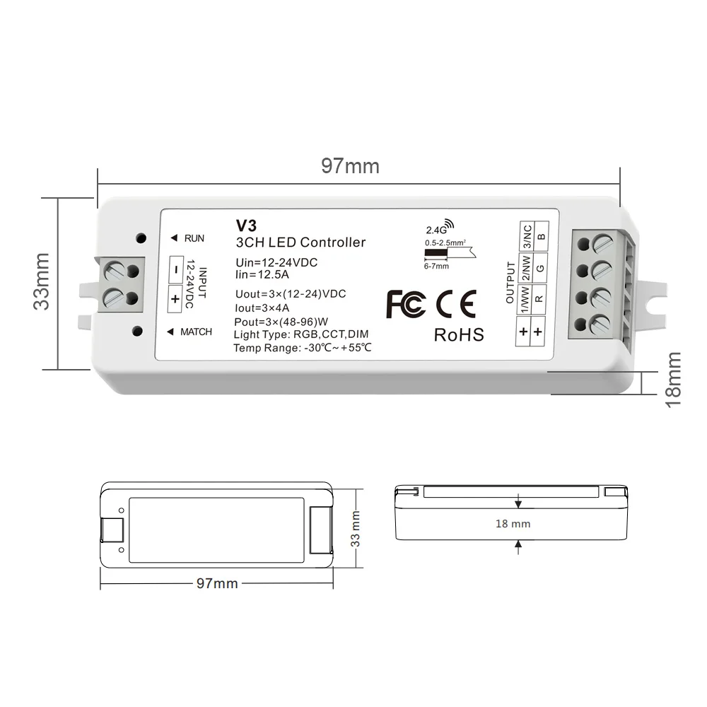 RF 2.4G RGB LED Controller For LED Strip Light RGBW DC 12V~24V 4A/Channel High Power LED Tape Ribbon Dimmable Top Quality