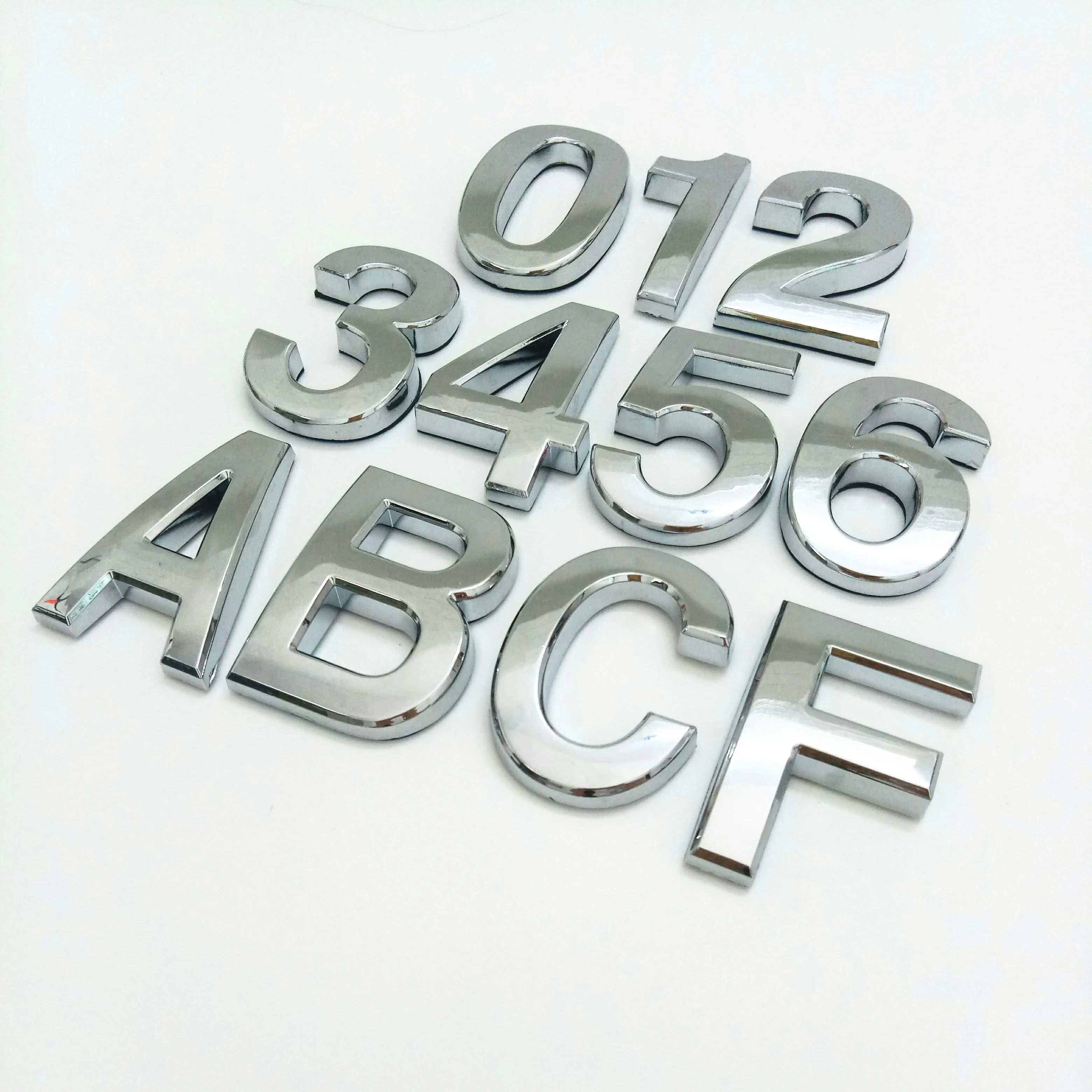 Height 5cm/7cm 0123456789 A to Z Modern Silver Plaque Number House Hotel Door Address Digits Sticker Plate Sign ABS Plastic