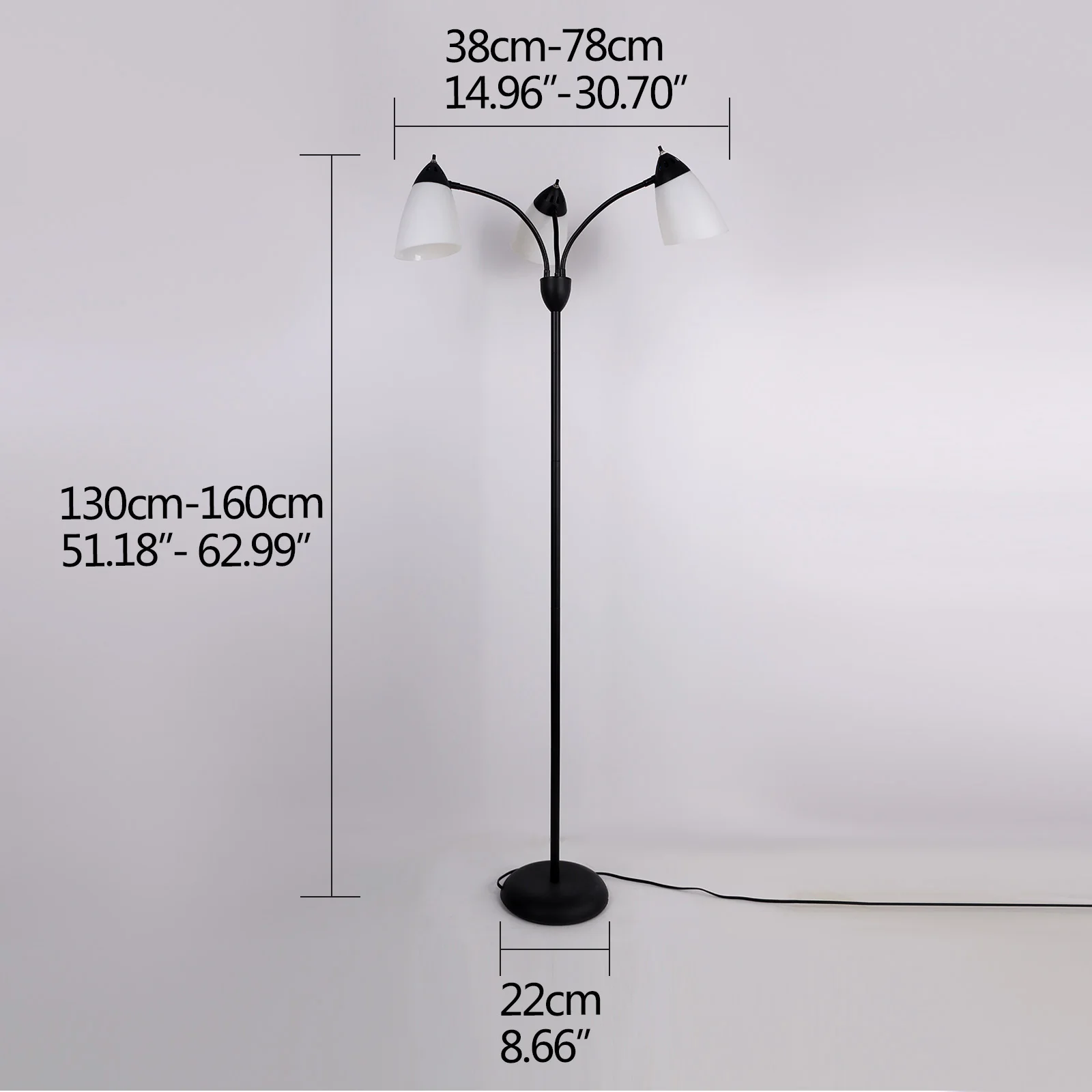 Modern intrustrial E27 Floor lamp black adjustable 3 heads living room stand lamp bedside lamp bedroom Study Office floor light