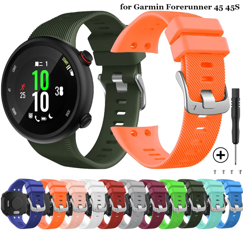 سيليكون الفرقة ل Garmin Forerunner 45 45S السباحة 2 حزام الساعات الذكية حزام الرياضة استبدال معصمه سوار كوريا مع أداة